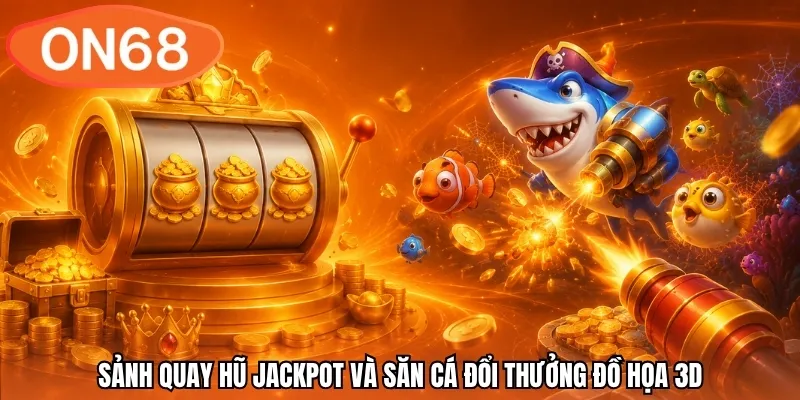 Sảnh quay hũ Jackpot và săn cá đổi thưởng đồ họa 3D